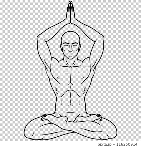 Man meditating in lotus flower position 116250914