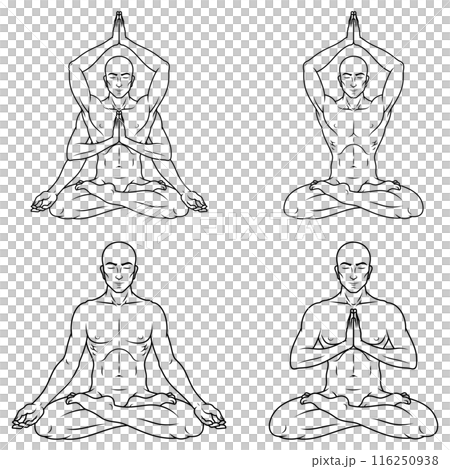Man meditating in lotus flower position Man meditating in lotus flower position 116250938