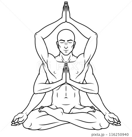 Man meditating in lotus flower position Man meditating in lotus flower position 116250940
