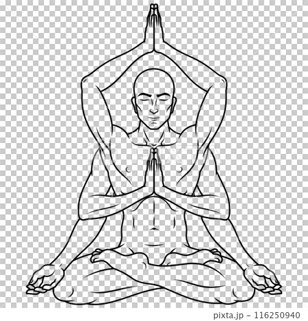 Man meditating in lotus flower position 116250940