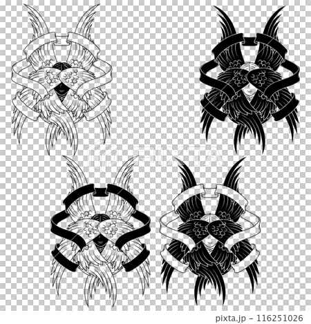 Angel with six wings and surrounded by ribbon Angel with six wings and surrounded by ribbon 116251026