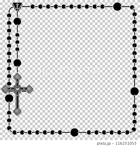 Photo frame with Catholic rosary 116251053