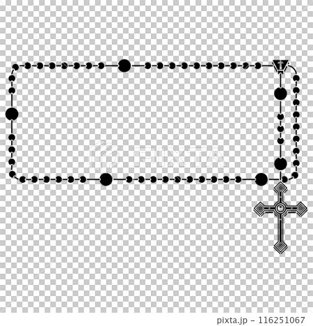 Photo frame with Catholic rosary 116251067