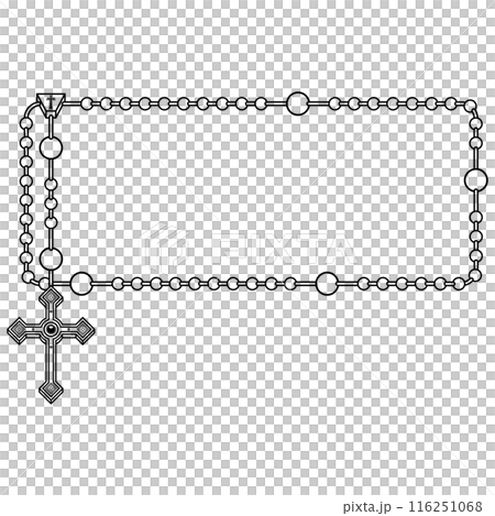 Photo frame with Catholic rosary 116251068