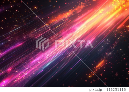 闇夜に舞う虹色の光線背景 116251116