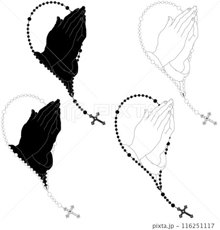 Praying hands with Christian rosary 116251117