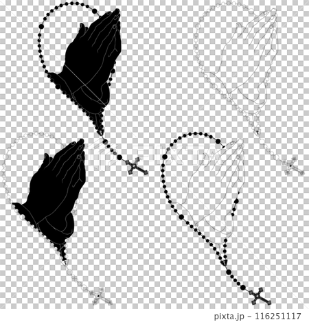 Praying hands with Christian rosary 116251117