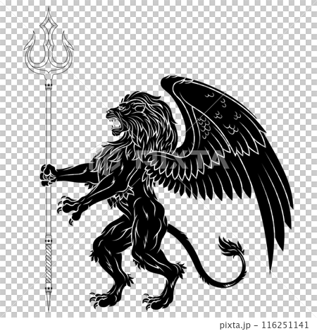 heraldic lion rampant with wings 116251141