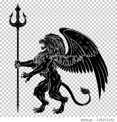 heraldic lion rampant with wings heraldic lion rampant with wings 116251142