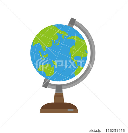緯線経線が入った主線なしのシンプルなかわいい地球儀のイラスト 緯線経線が入った主線なしのシンプルなかわいい地球儀のイラスト 116251466