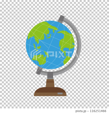 緯線経線が入った主線なしのシンプルなかわいい地球儀のイラスト 緯線経線が入った主線なしのシンプルなかわいい地球儀のイラスト 116251466