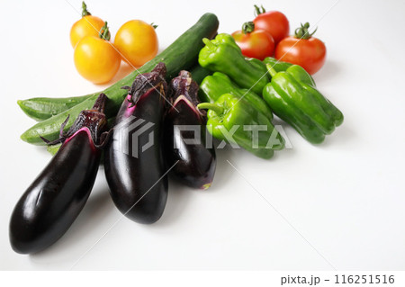 新鮮な夏野菜 白背景 新鮮な夏野菜 白背景 116251516