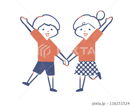 手を繋ぐ子ども達 116251524