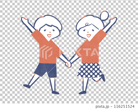 手を繋ぐ子ども達 116251524