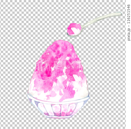Shaved ice (strawberry syrup) Hand-drawn watercolor illustration of food 116251546
