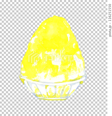 Shaved ice (lemon syrup) Hand-drawn watercolor illustration of food and cuisine 116251550