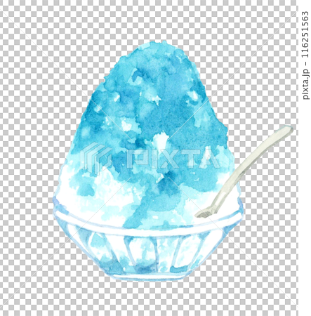 Shaved ice (Blue Hawaii) Hand-drawn watercolor illustration of food and cuisine 116251563