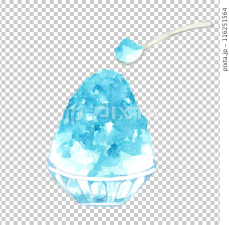 刨冰（藍色夏威夷）手繪水彩烹飪和食物插畫素材 116251564