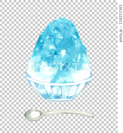 Shaved ice (Blue Hawaii) Hand-drawn watercolor illustration of food and cuisine Shaved ice (Blue Hawaii) Hand-drawn watercolor illustration of food and cuisine 116251565
