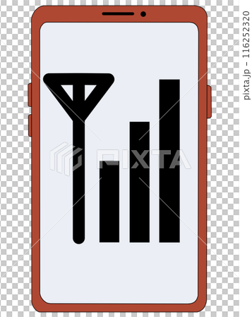 スマホ（赤）の中に表示されたアンテナ1（電波3） 116252320