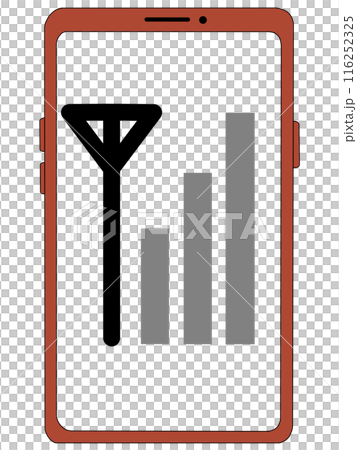 Antenna 1 (no signal) displayed inside a smartphone (red) (screen transparent) 116252325