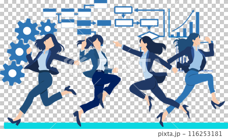 走るビジネスウーマンのイラスト 116253181