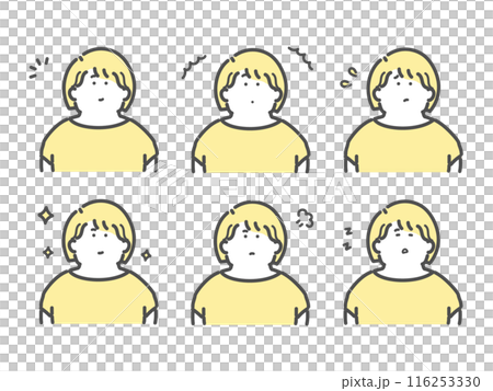 様々な表情をする女性のイラスト　セット 116253330