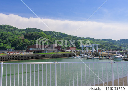 うららかな青空に映える道の駅海岸から観える景色　(宇土市下網田町)「宇土マリーナおこしき館」 116253830
