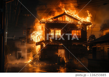 火災に見舞われる住宅 火災に見舞われる住宅 116253885