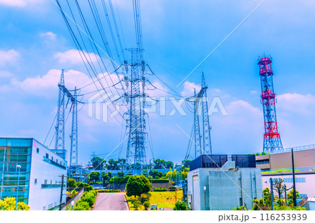 日本の横浜都市景観 東急電鉄 江田駅東口側。東京電力パワーグリッドの荏田変電所などを望む=7月4日 日本の横浜都市景観 東急電鉄 江田駅東口側。東京電力パワーグリッドの荏田変電所などを望む=7月4日 116253939