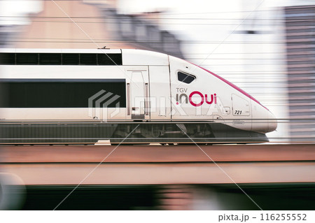 パリのポルト・ド・ラ・ヴィレット近くを走るTGV INOUI パリのポルト・ド・ラ・ヴィレット近くを走るTGV INOUI 116255552