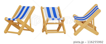 Blue color beach chair 3D graphics 116255992