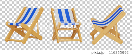 Blue color beach chair 3D graphics 116255992