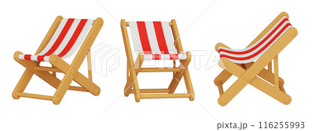 Red color beach chair 3D graphics 116255993