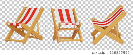 Red color beach chair 3D graphics 116255993