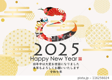 巳文字年賀状（年賀状筆文字素材） 116256024