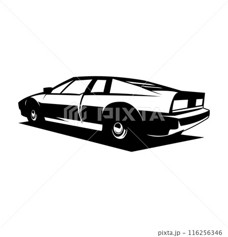 1976 Lotus spirit from behind. received black. best for logo, badge, emblem, icon, sticker design. 116256346