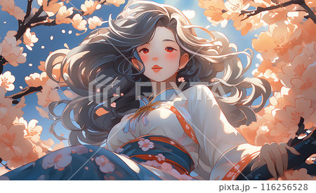 長い髪のきれいな女性 116256528