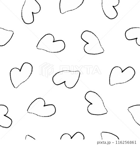 Colorful Heart Seamless Pattern Background. Hand Drawn Hearts Digital Paper Drawn by Colored Pencils. Colorful Heart Seamless Pattern Background. Hand Drawn Hearts Digital Paper Drawn by Colored Pencils. 116256861
