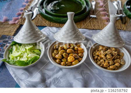 Exquisite Moroccan Lunch with Vegetable Tagines. 116258792