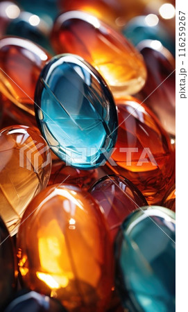 Precious gemstone Easter eggs, spectrum of colors, springtime celebration 116259267