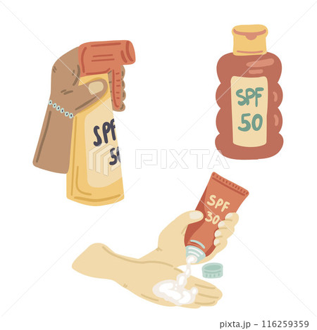 Sun protection flat design set with hands and arms 116259359