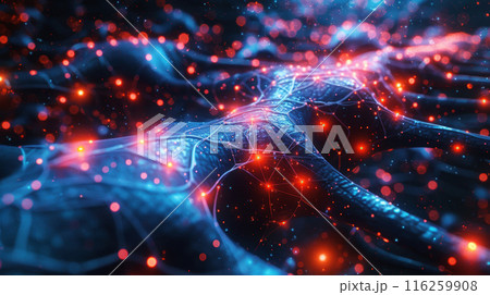 Nerve connections and brain systems during the process of linking thoughts with the human body or neurons are being destroyed as a scientific and medical 3D model 116259908