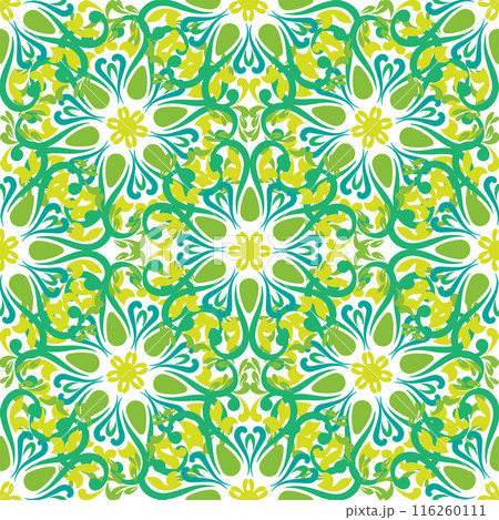 Real Tatar seamless pattern. Islamic tulip, floral geometry. Culture of the Tatar people, symbols of green and red. Real Tatar seamless pattern. Islamic tulip, floral geometry. Culture of the Tatar people, symbols of green and red. 116260111