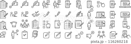ベクターのアンケートに関する線画アイコンセット ベクターのアンケートに関する線画アイコンセット 116260218