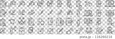 ベクターのアンケートに関する線画アイコンセット ベクターのアンケートに関する線画アイコンセット 116260218