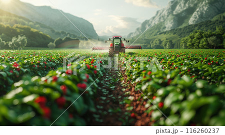 Pollination drones and agricultural machinery with vegetable production in a mountain farm. Using technology to increase farmers of crop yields 116260237