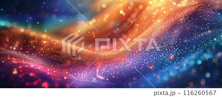 キラキラと輝く虹色オーロラ背景 116260567