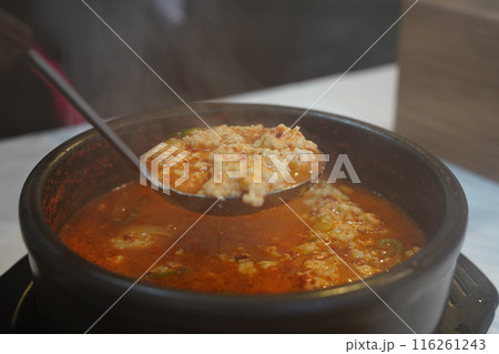 Soft Bean Curd Stew is one of the most popular traditional Korean foods Soft Bean Curd Stew is one of the most popular traditional Korean foods 116261243