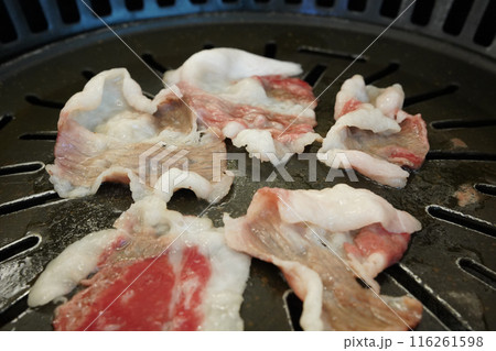Korean style grilled beef brisket on the grill 116261598